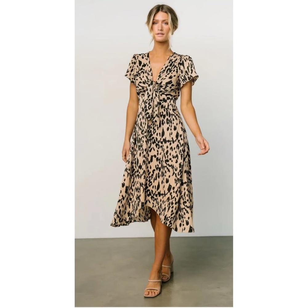 Baltic Born Poppy Satin Flutter Sleeve Midi Sundress